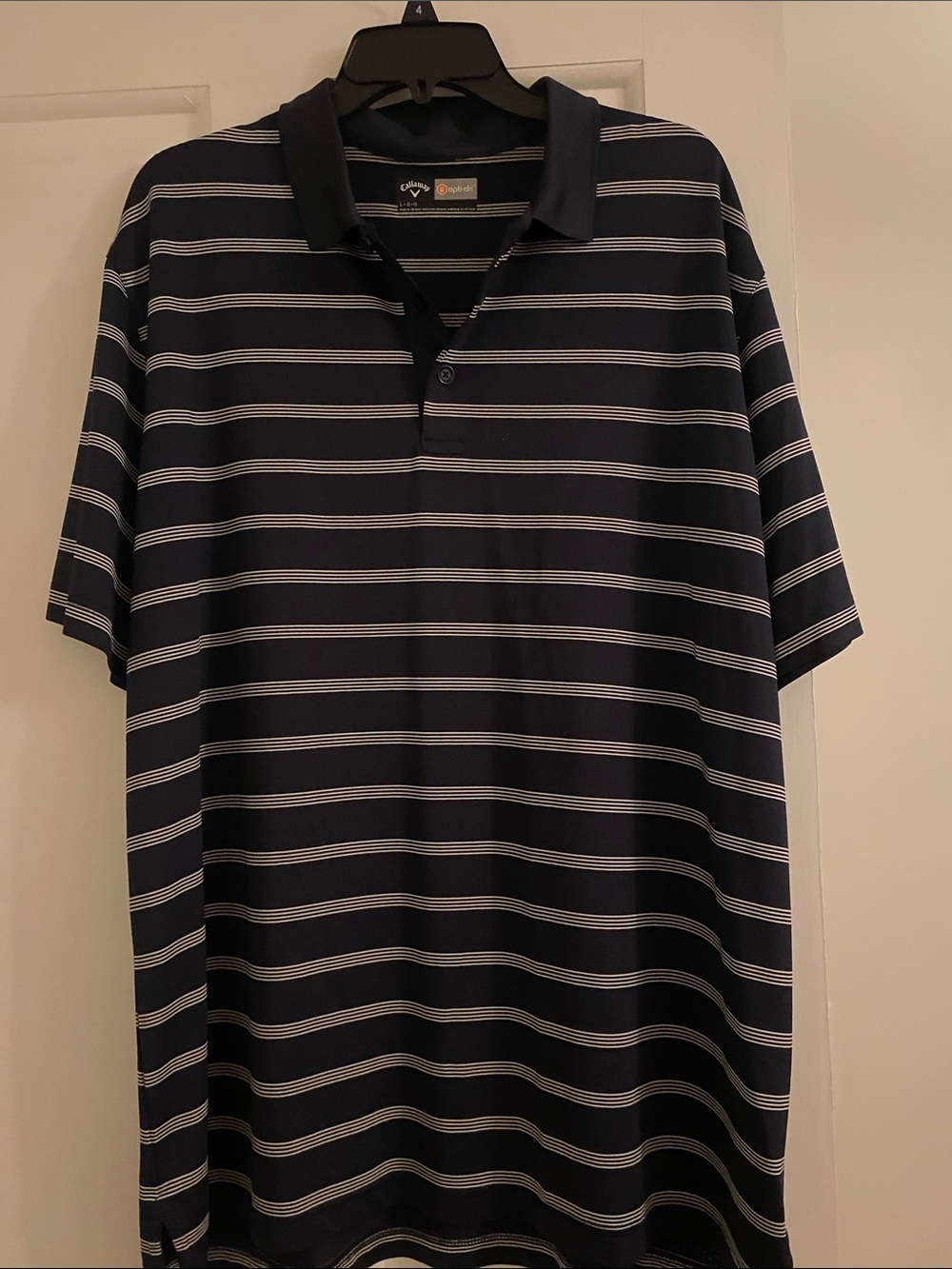 Callaway Navy and White Striped Polo Shirt